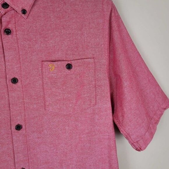 Farah Lexington Chambray Button Down Shirt Short Sleeve Size S - Picture 5 of 9